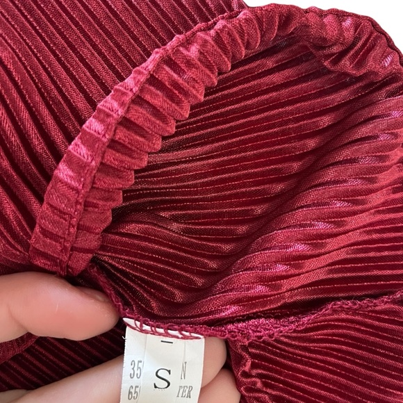 Maroon Red Ribbed Backless Strapless Tie Back Bodycon Midi Maxi Dress size Small - Picture 5 of 5